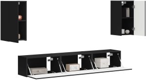 vidaXL Zestaw szafek RTV 3 pcs Czarny Materiał drewnopochodny 3