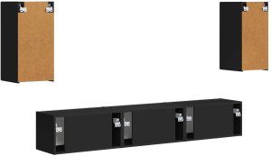 vidaXL Zestaw szafek RTV 3 pcs Czarny Materiał drewnopochodny 8