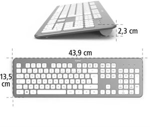 Klawiatura Hama KW-700 klawiatura Biuro RF Wireless QWERTZ Niemiecki srebrny, biały 6