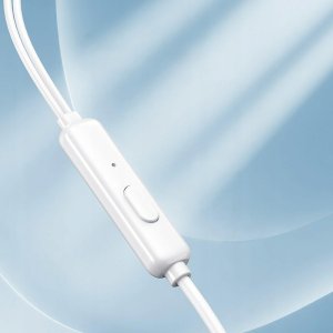 SŁUCHAWKI PRZEWODOWE DOUSZNE USB TYP-C Z MIKROFONEM PILOTEM BIAŁE 1.2m 2