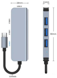 HUB Adapter 4w1 USB-C do 1x USB 3.0 / 3x USB 2.0 MacBook Laptop 2