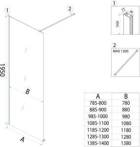 Rea Kabina prysznicowa Walk-In Flexi Transparent Tytan 130 9