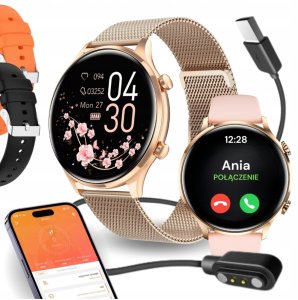 SMARTWATCH DAMSKI ZEGAREK WODOODPORNY PL MENU ROZMOWY SMART WATCH + 4 PASKI 7