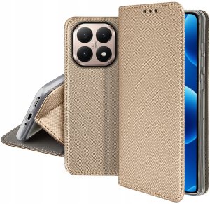 Etui MAGNET do Xiaomi 15T 5G Zamykane Złote Futerał + Szkło 9H 5