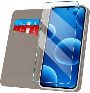 Etui MAGNET do Xiaomi 15T 5G Zamykane Złote Futerał + Szkło 9H 9