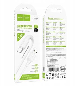 Kabel USB Hoco Kabel USB A do USB C 3A 1 m X120 biały 5
