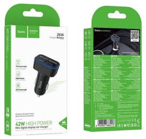 Ładowarka Hoco Ładowarka samochodowa z LCD 2x USB A + 1x USB C QC3.0 PD 42W Z63A czarna 4