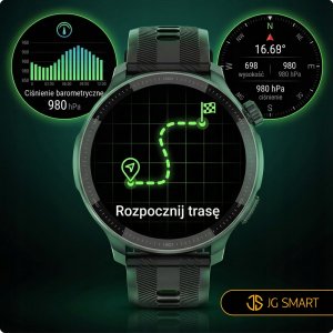Smartwatch męski zegarek GPS AMOLED MENU PL WODOODPORNY 500mAh + 3 paski 12