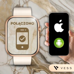 Smartwatch VESS SMARTWATCH ZEGAREK DAMSKI ZŁOTY WODOODPORNY SMS ROZMOWY PL MENU + 4 PASKI 4