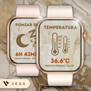Smartwatch VESS SMARTWATCH ZEGAREK DAMSKI ZŁOTY WODOODPORNY SMS ROZMOWY PL MENU + 4 PASKI 7