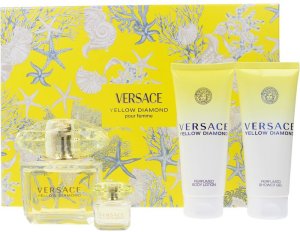 SET VERSACE Yellow Diamond Pour Femme EDT spray 90ml + SHOWER GEL 100ml + BODY LOTION 100ml + kosmetyczka 2