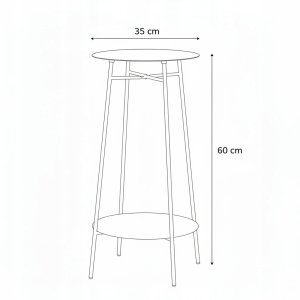 Koopman Stolik taboret dwupoziomowy metalowy czarny 35x60cm 3