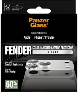PanzerGlass Szkło hartowane na obiektyw Fender Camera Protector do iPhone 17 Pro Max srebrny 3