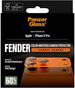 PanzerGlass Szkło hartowane na obiektyw Fender Camera Protector do iPhone 17 Pro pomarańczowy 3