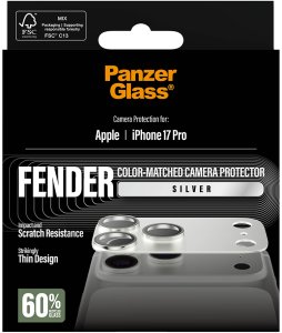 PanzerGlass Szkło hartowane na obiektyw Fender Camera Protector do iPhone 17 Pro srebrny 3