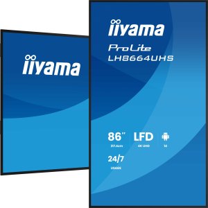 Monitor iiyama IIYAMA LH8664UHS-B3AG 218,44cm 86 cali 3840x2160 UHD IPS panel Haze 25 proc 500cd/m Landscape and Portrait Speakers 2x 10W 2x HDMI 5