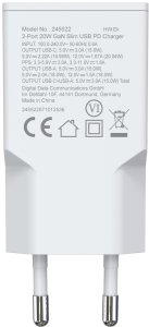 Ładowarka Equip 245522 ładowarka do urządzeń przenośnych Uniwersalne Biały Prąd przemienny Szybkie ładowanie Wewnętrzna 2