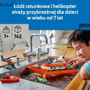 LEGO City Łódź ratunkowa i helikopter straży przybrzeżnej (60504) 2