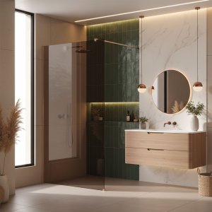 Rea Kabina prysznicowa Walk-In Flexi Brown / Brush Copper 110 3