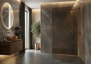 Rea Kabina prysznicowa Walk-In Flexi Brown / Brush Copper 110 4