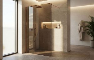 Rea Kabina prysznicowa Walk-In Flexi Brown / Brush Copper 110 8