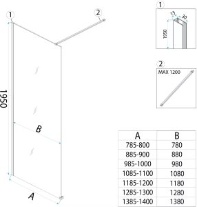 Rea Kabina prysznicowa Walk-In Flexi Brown / Brush Copper 110 9