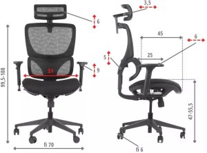 Fotel biurowy ERGONEW S1 czarny tkanina STEMA 20