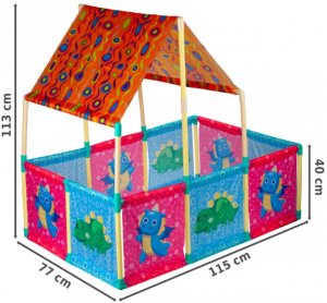 Kojec Dla Dziecka Namiot Suchy Basen na Piłki Dinozaury 3