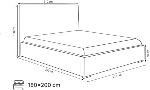 Różowe łóżko tapicerowane Lux 180x200 z pojemnikiem na pościel bukla 3