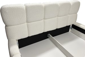 Błękitne łóżko tapicerowane Lux 200x200 z pojemnikiem na pościel bukla 8