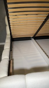 Błękitne łóżko tapicerowane Lux 180x200 z pojemnikiem na pościel bukla 7