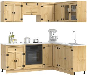 vidaXL Szafka z półką i drzwiami 8 pcs Miód Lite drewno sosnowe 3