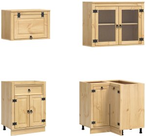 vidaXL Szafka z półką i drzwiami 8 pcs Miód Lite drewno sosnowe 7