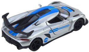 Samochód Wyścigowy Sportowy Metalowy Napęd Otwierane Drzwi Srebrny 1:32 5
