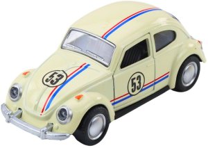 Samochód Klasyczny Garbus Metalowy Napęd Otwierane Drzwi Beżowy 1:32 2