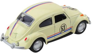 Samochód Klasyczny Garbus Metalowy Napęd Otwierane Drzwi Beżowy 1:32 5