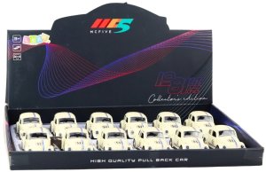 Samochód Klasyczny Garbus Metalowy Napęd Otwierane Drzwi Beżowy 1:32 7