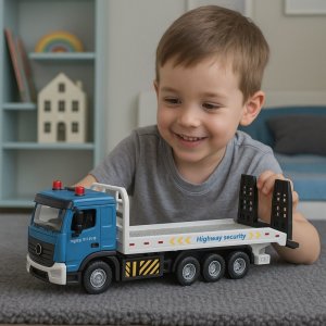 Ciężarówka Transportowa Laweta Ruchoma Platforma Światła Dźwięki 5