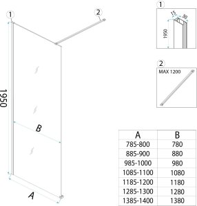 Rea Kabina prysznicowa Walk-In Flexi Grey / Tytan 140 8