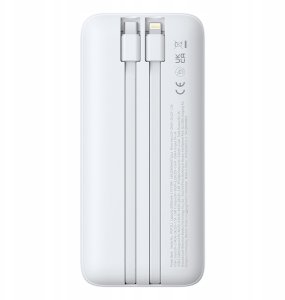 Powerbank Baseus Powerbank Lipow 20000mAh 22,5W z dwoma wbudowanymi kablami z dodatkowym kablem Simple USB-A - USB-C 3A 20cm biały 10