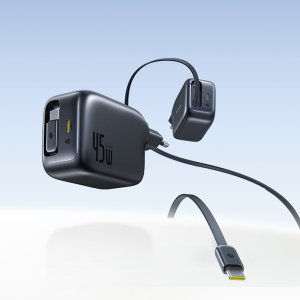 Ładowarka Baseus Ładowarka sieciowa EnerCore CJ11 45W z portem USB-C i ze zwijanym kablem USB-C - czarna 4