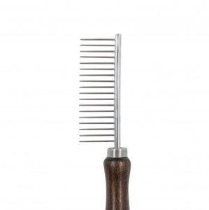 Barry King Ekskluzywny grzebień dla zwierząt z metalową nasadą drewno bukowe 18 pinów wym. 3,1x18,7cm 2