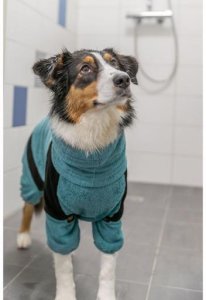 Trixie Szlafrok dla psa, tkanina frotte, petrol, M: 46 cm, na rzepy 4