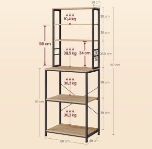 Szafka do kuchni dąb sonoma z półkami i haczykami loft 3