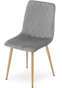 Krzesło tapicerowane szare welurowe TURIN do kuchni i jadalni x4 4