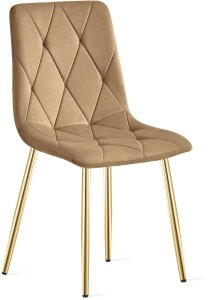 OSKAR Krzesło upholstered brown velvet with golden legs for kitchen dining x4 LIBRA 2