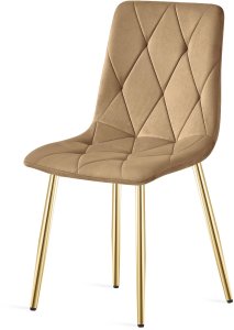 OSKAR Krzesło upholstered brown velvet with golden legs for kitchen dining x4 LIBRA 4