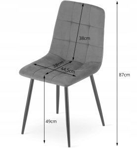 Krzesło tapicerowane do jadalni KARA welur granatowe do salonu x2 8