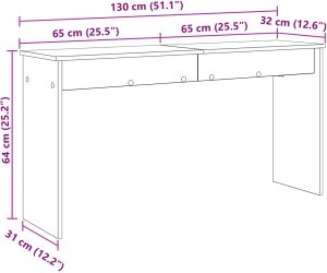 vidaXL Stojak na keyboard Szary Sonoma 130 x 32 x 64 cm 10