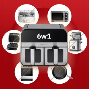 FRYTKOWNICA BEZTŁUSZCZOWA PODWÓJNA AIR FRYER DWUKOMOROWA Ceramiczna WEBBER 7